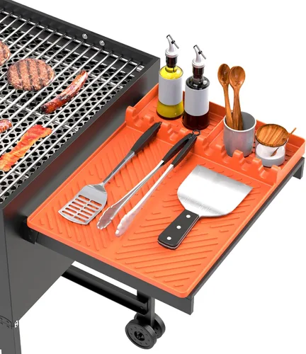 Vista 7 de Alfombrilla de parrilla de silicona compatible con Blackstone, herramientas de plancha de silicona con almohadilla para goteo, alfombrilla