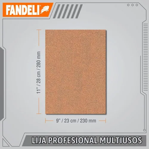 Vista 3 de Fandeli 36021 Hojas de papel de lija multiusos de grano 060, marrón, 9 x 11 pulgadas, 25 hojas