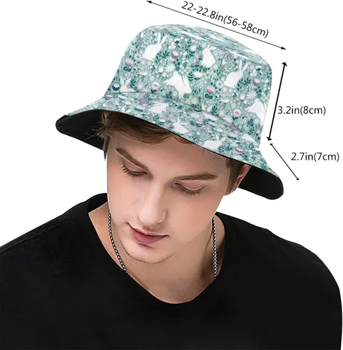 Vista 3 de Bucket Hat for Men Women,Rabbits and Wildflowers UV Protection Sun Hat Fashion Beach Summer Breathable Fishmen Hat for Outdoor Multicoloured