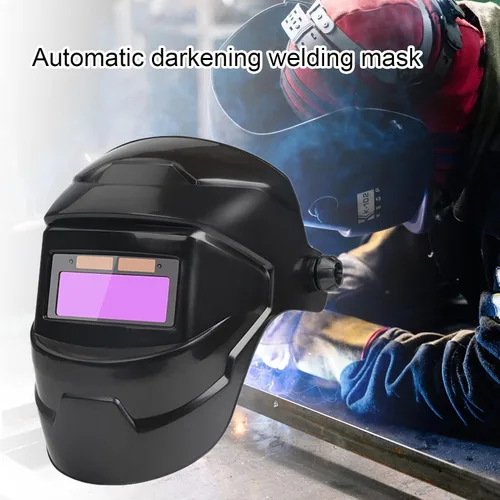 Vista 5 de Casco de soldadura Solar Powered Auto oscurecimiento LCD claro soldadura molienda campana de seguridad engranaje negro
