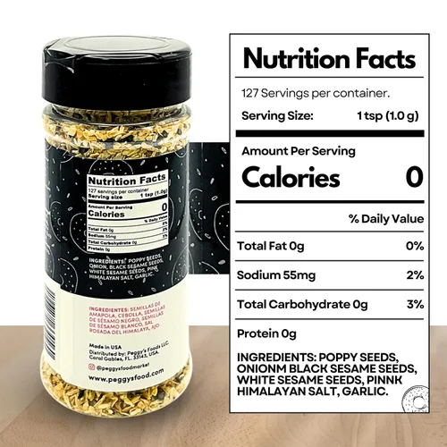 Vista 2 de My Secrets Peggy's Food Everything Bagel Seasoning - Mezcla prémium con sal rosa del Himalaya, semillas de amapola y ajo, cobertura crujiente
