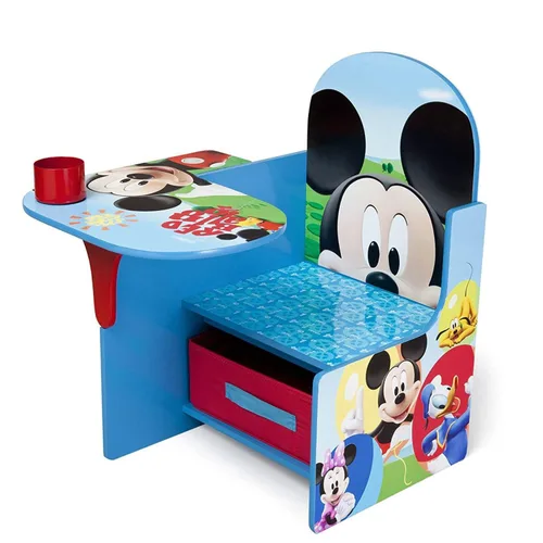 Vista 3 de Delta Children Escritorio con silla con compartimento de almacenamiento, Mickey Mouse de Disney y caja de juguetes de lujo, Mickey Mouse de Disney