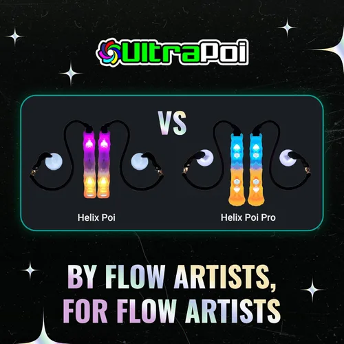 Vista 7 de ultrapoi Helix Poi Set Poi LED para Raves y conciertos LED Glow Enfermos Glow sticks with soft silicone handles, adjustable leashes, 70+