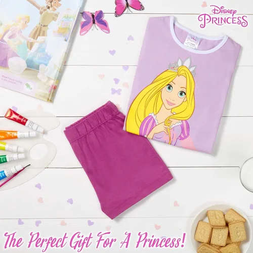 Vista 2 de Disney Conjunto de pijama para niñas, ropa de dormir de verano de La Bella y la Bestia, Rey León, Princesa, Stitch PJs de 2 piezas