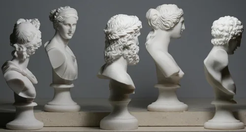 Vista 7 de greekartshop Conjunto 5 Busto Cabeza Dios Zeus Artemisa Afrodita Hermes Apolo Estatua Griega Romana Blanco