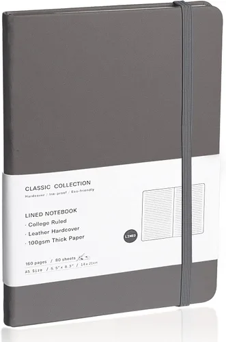 Vista 22 de Cuaderno rayado con tapa dura para hombres y mujeres – Cuadernos para escribir, trabajo, escuela, hogar y notas diarias, 160 páginas – Tamaño A5
