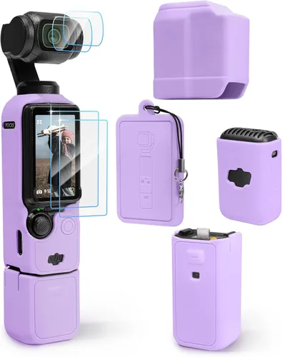 Vista 14 de Funda protectora para cámara DJI Osmo Pocket 3/Xtra Muse, funda de silicona suave con 2 protectores de pantalla y lente, accesorios de cuerpo