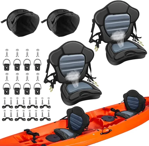 Vista 10 de Asiento de kayak acolchado de lujo para barco de pesca, asiento de canoa sentado en la parte superior, cómodo soporte de respaldo universal