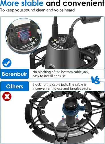 Vista 5 de Soporte de micrófono con soporte de choque, [construido a medida para Yeti Nano Mic] Suspensión antivibración Soporte de montaje de choque Clip