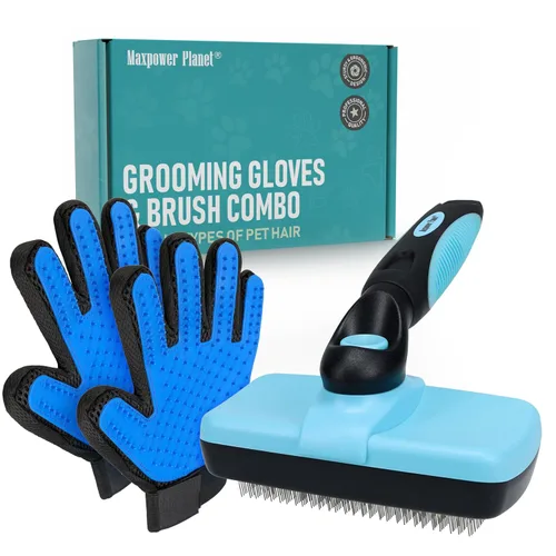 Vista 16 de Maxpower Planet Rastrillo para Perros y Cepillo de Pelo de Perro - Remueve Suavemente el Subpelo Suelto, Nudos y Enredos - Herramienta de Deslanado