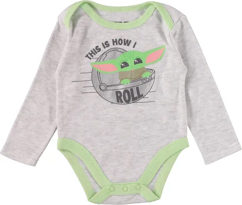 Vista 4 de STAR WARS Baby Yoda - Body de manga larga para niño (3 piezas)