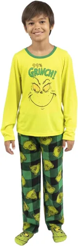Vista 5 de Dr. Seuss Grinch - Conjunto de pijamas de Navidad para niños y adultos a juego, para familia, con medias