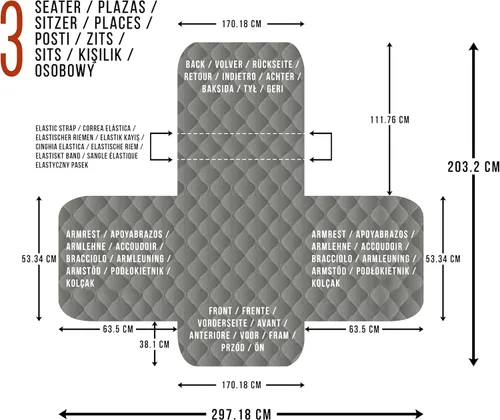 Vista 3 de Utopia Bedding Funda reversible para sofá de 3 plazas, resistente al agua, protector de muebles con varillas de espuma y correas elásticas