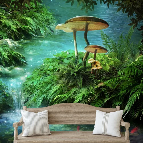 Vista 42 de IDEA4WALL Adhesivo mural removible para pared, diseño de castillo mágico de nieve y ciencia ficción, arte moderno, paisaje decorativo para sala
