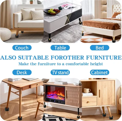 Vista 7 de Elevadores de cama ajustables para muebles, elevadores resistentes de 2 pulgadas, elevadores de cama redondos para escritorio, mesa, sofá, silla