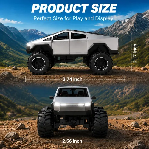 Vista 21 de 1:64 Mini RC Crawler Car, camión de control remoto de aleación con control de aplicación, controlador de 2.4 GHz, 3 modos de velocidad, luces LED