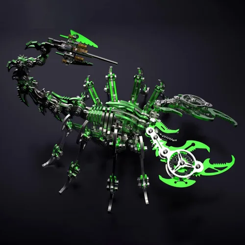 Vista 2 de Rompecabezas de metal 3D Scorpion King, kit de modelo desmontable de acero inoxidable DIY (200 unidades + verde)