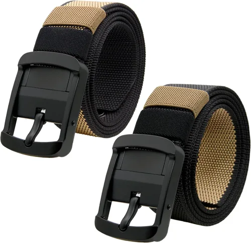 Vista 8 de Cinturón de nailon reversible con hebilla para hombre, cinturones militares al aire libre, cinturón transpirable de doble color, ajustable completo