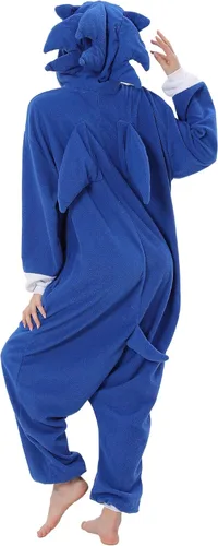 Vista 5 de BDZaigozaiwu Pijama sónico para adultos, disfraz de Halloween, de una sola pieza, ropa de dormir para hombres y mujeres