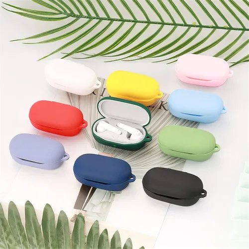 Vista 4 de DAYJOY - Juego de 2 fundas protectoras de silicona suave compatibles con auriculares Huawei Freebuds SE, funda protectora con mosquetón