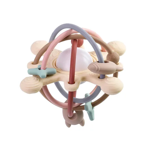 Vista 6 de PandaEar Space Planet - Juguete sensorial para bebés – Manhattan sonajero para 0-6, 6-12 meses, silicona segura para congelador, juguete Montessori