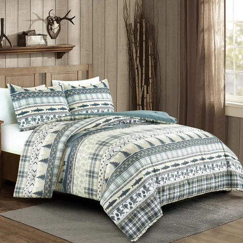 Vista 19 de Chezmoi Collection Zella - Juego de edredón de 2 piezas con motivo geométrico del suroeste, ropa de cama de microfibra lavada con estampado