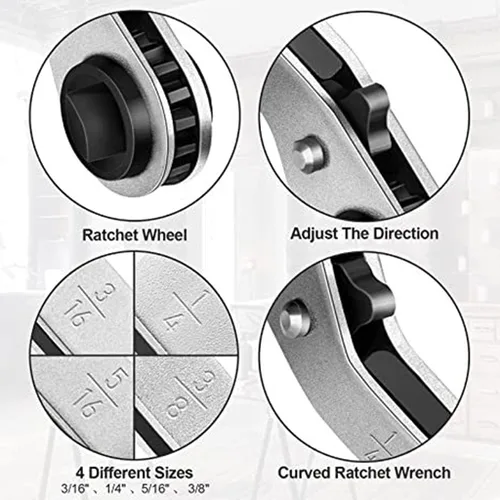 Vista 6 de Llave de trinquete Llave de servicio de trinquete 3/8 "a 1/4" para reparación de equipos de refrigeración con adaptador de bits