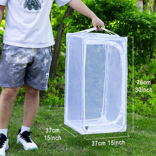 Vista 5 de Jaula grande de mariposa monarca de 30 pulgadas, hábitat de malla plegable resistente con protector de cremallera, recinto desplegable al aire libre