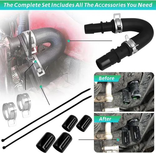 Vista 2 de Kit de derivación del núcleo del calentador del motor con manguera de 5/8" 3/4", compatible con GM Chevy Silverados Tahoes Yukons Honda Civic Ford