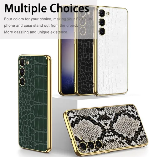 Vista 7 de Miimall Funda compatible con Samsung Galaxy S23 Plus, S23 Plus, funda de cuero suave galvanizada + funda protectora de cuero de lujo resistente