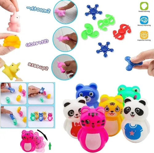Vista 5 de 118 piezas de recuerdos de fiesta para niños de 4 a 8 años, juguetes Pop Fidget, bolsas de regalo, juguetes de caja del tesoro para aula, premios