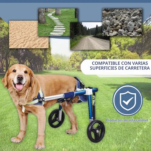 Vista 4 de Silla de ruedas ajustable para patas traseras, carrito de perro para perros medianos/grandes de 13 a 30 pulgadas de largo, 35-88 libras