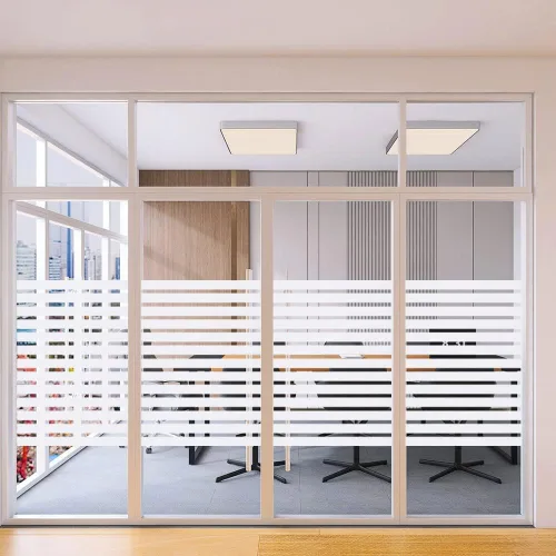 Vista 5 de Película esmerilada de 2/4 rayas para ventana, calcomanía de privacidad para ventana, calcomanías decorativas de vinilo para ventana, protección UV