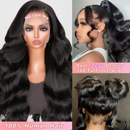 Vista 2 de catti Pelucas de cabello humano ondulado con encaje frontal 360, densidad 220, pelucas de encaje frontal HD, peluca de cabello humano prearrancado