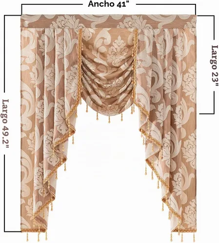Vista 7 de NAPEARL Cenefa de cascada beige para sala de estar, cortinas de cocina jacquard cenefas y festones, cortinas con festones para ventanas