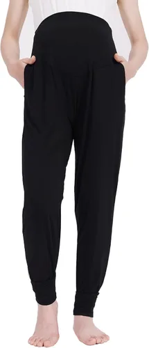 Vista 2 de Yawrut Pantalones de maternidad para mujer, elásticos, cómodos, casuales, con bolsillos