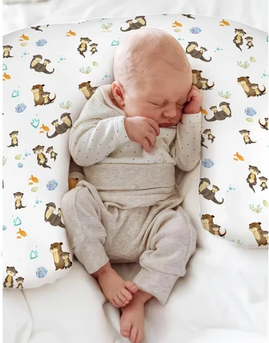 Vista 4 de Lindas fundas de almohada de lactancia para niños y niñas, nutrias marinas, peces, conchas, conchas, funda de almohada para lactancia materna