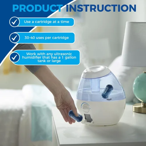 Vista 5 de Paquete de 10 cartuchos de desmineralización para humidificador apto para humidificadores ultrasónicos HoMedics, evita la acumulación de agua dura