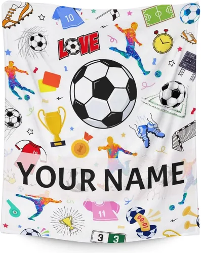 Vista 26 de Manta de fútbol para niños y niñas, tamaño regazo de 30 x 40 pulgadas, manta suave y acogedora, regalo para equipo de fútbol, manta deportiva azul