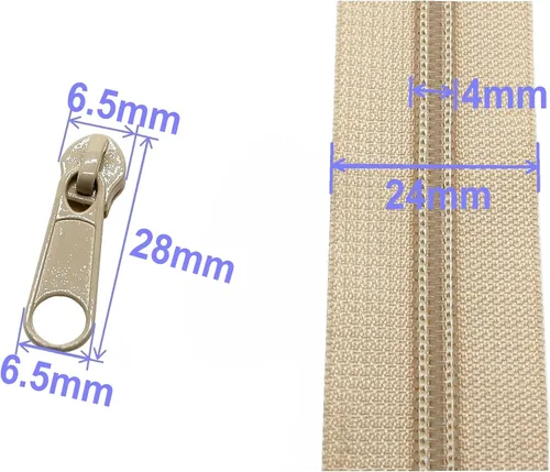Vista 2 de Leekayer The Yards - Cremalleras de nailon beige #3 para coser, 10 yardas con 25 deslizadores para manualidades, bolsas de costura a medida