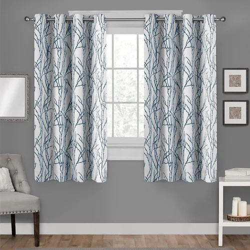 Vista 25 de Exclusive Home Branches - Par de paneles de cortinas de mezcla de lino con ojales, 54 x 84 pulgadas, negro