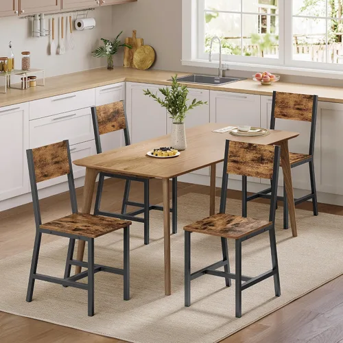 Vista 13 de VASAGLE Juego de 2 sillas de comedor, sillas de madera rústica con marco de acero metálico, fácil de montar, asiento cómodo, silla moderna de granja