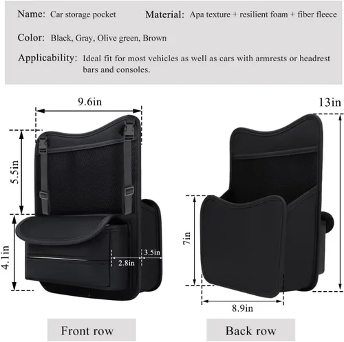 Vista 2 de DXNQ Organizador de Coche Almacenamiento Entre Asientos, Bolsa de Mano de Gran Capacidad de Cuero para Automóvil, Soporte Colgante para Contenido