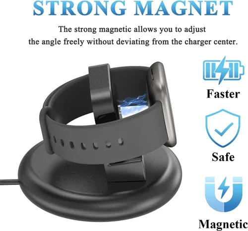 Vista 5 de Vancle Cargador para Fitbit Versa 4/3, base de carga antideslizante con cable USB de 4.4 pies para reloj inteligente Sense 2/Sense
