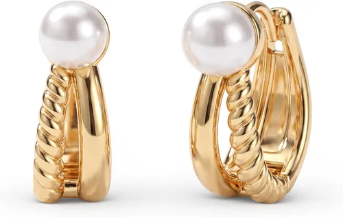 Vista 21 de VACRONA - Aretes tipo arracada de aro para mujer, chapados en oro de 14 quilates, diseño de Huggie 8 Cola de serpiente