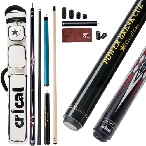 Vista 22 de CRICAL Pool Cue Set, 58" Pro Taper Carbon Fiber Playing Stick with 12.5mm Tip, 3/8×8 Joint, 54.3" Maple Jump Break Stick with 13.5mm Bakelite Tip