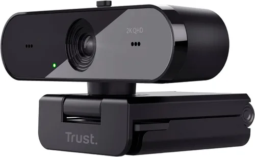 Vista 11 de Trust Cámara web Taxon 2K QHD hecha de 85% plástico reciclado, 2560 x 1440p USB cámara PC con cubierta, enfoque automático, gran angular, 2