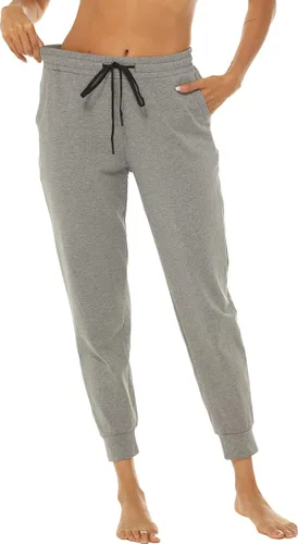 Vista 5 de AvaCostume Pantalones deportivos ligeros de algodón para mujer, pantalones deportivos de yoga, pantalones casuales con bolsillos