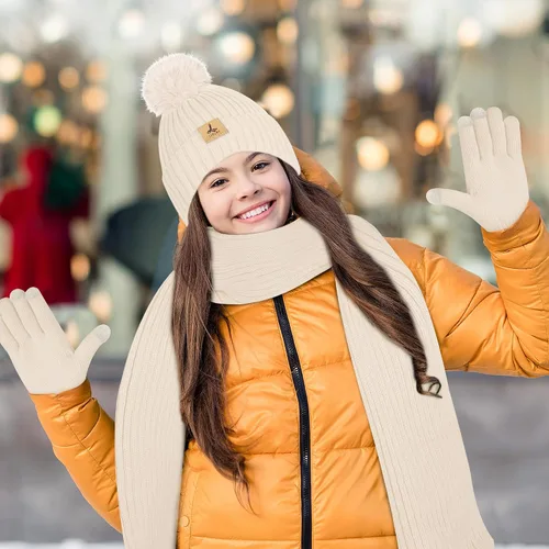 Vista 7 de Conjunto de guantes para pantalla táctil y gorro para exteriores