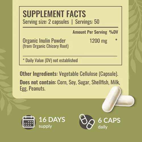Vista 3 de HERBAMAMA Cápsulas en polvo de inulina de 1200 mg – Apoyo digestivo y limpieza intestinal con fibra prebiótica de inulina – Suplemento en polvo